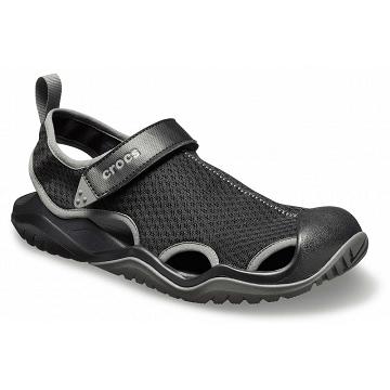 Crocs Swiftwater™ Mesh Deck Sandal Skor Herr Svarta | Sverige 0655TCEV